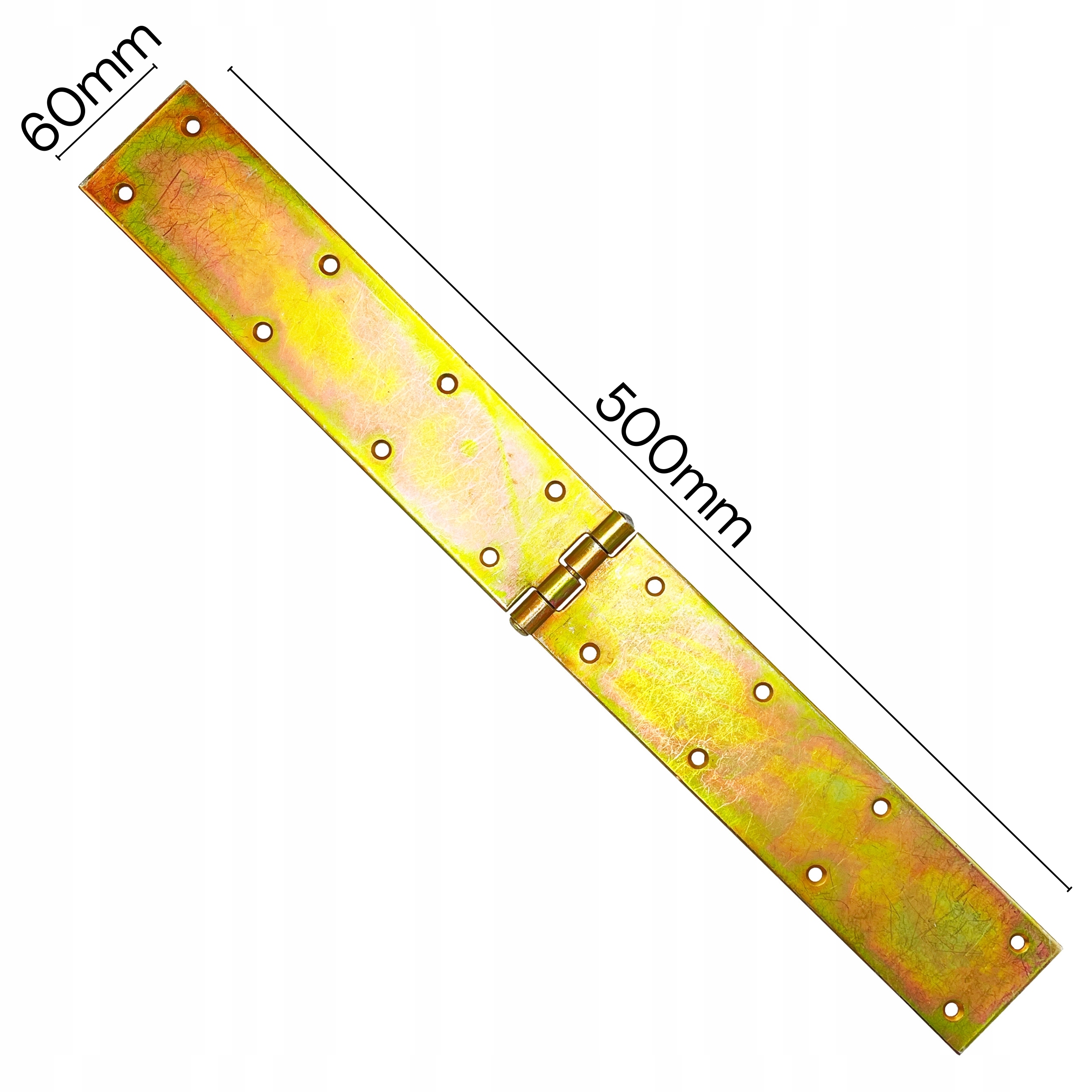 10 x Zawias budowlany 60x500mm zawiasy łamane ocynk żółty - obrazek 2